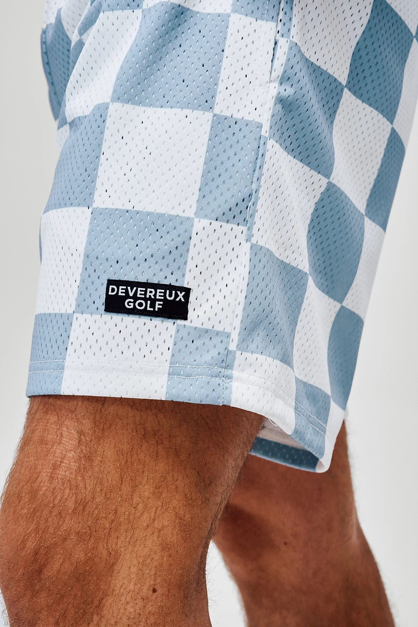 Checker Printed Mesh Short - White / Marine Layer - Image 3