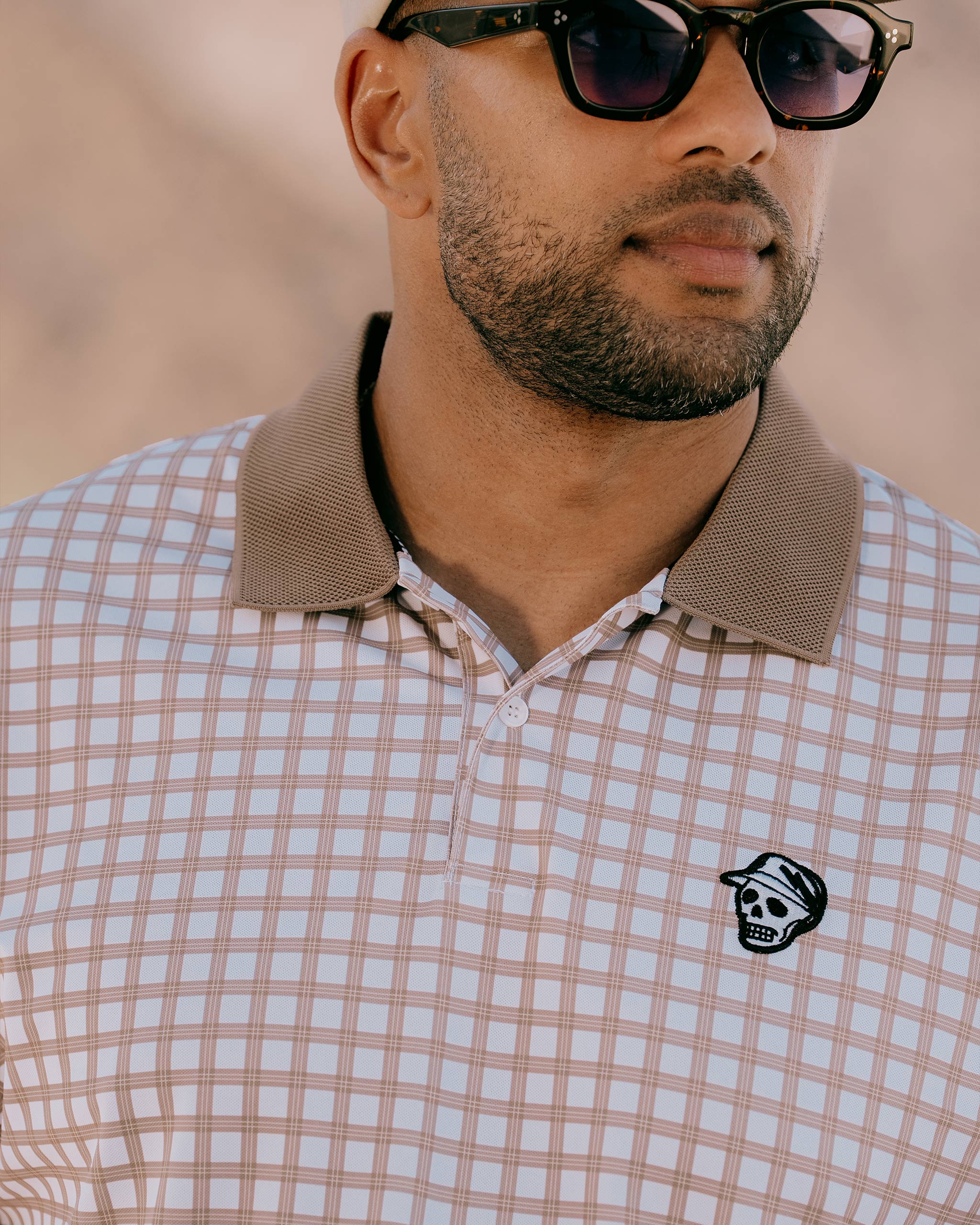 Gingham Polo - Greige / White - Image 3
