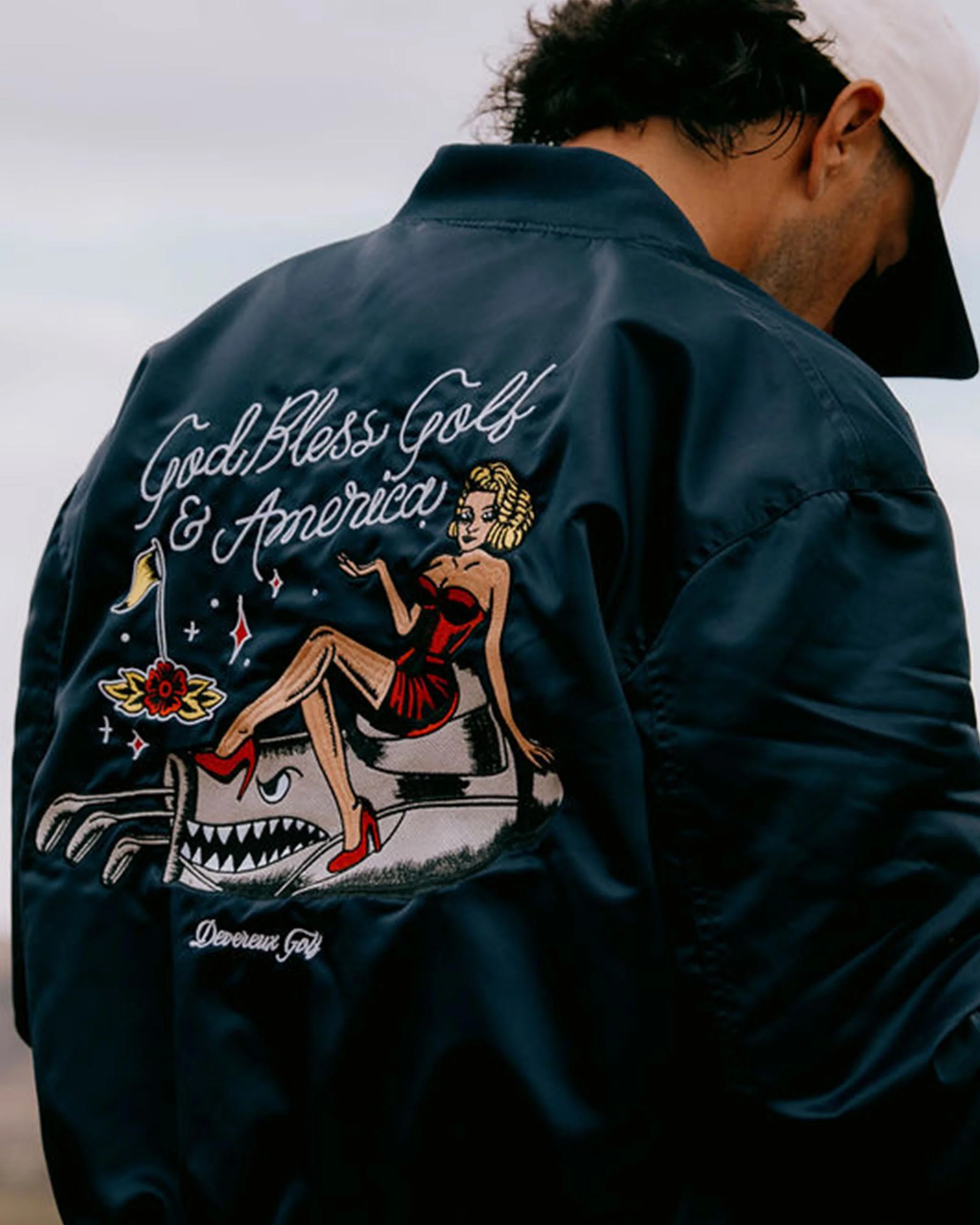 God Bless America Bomber Jacket - Navy - Image 3