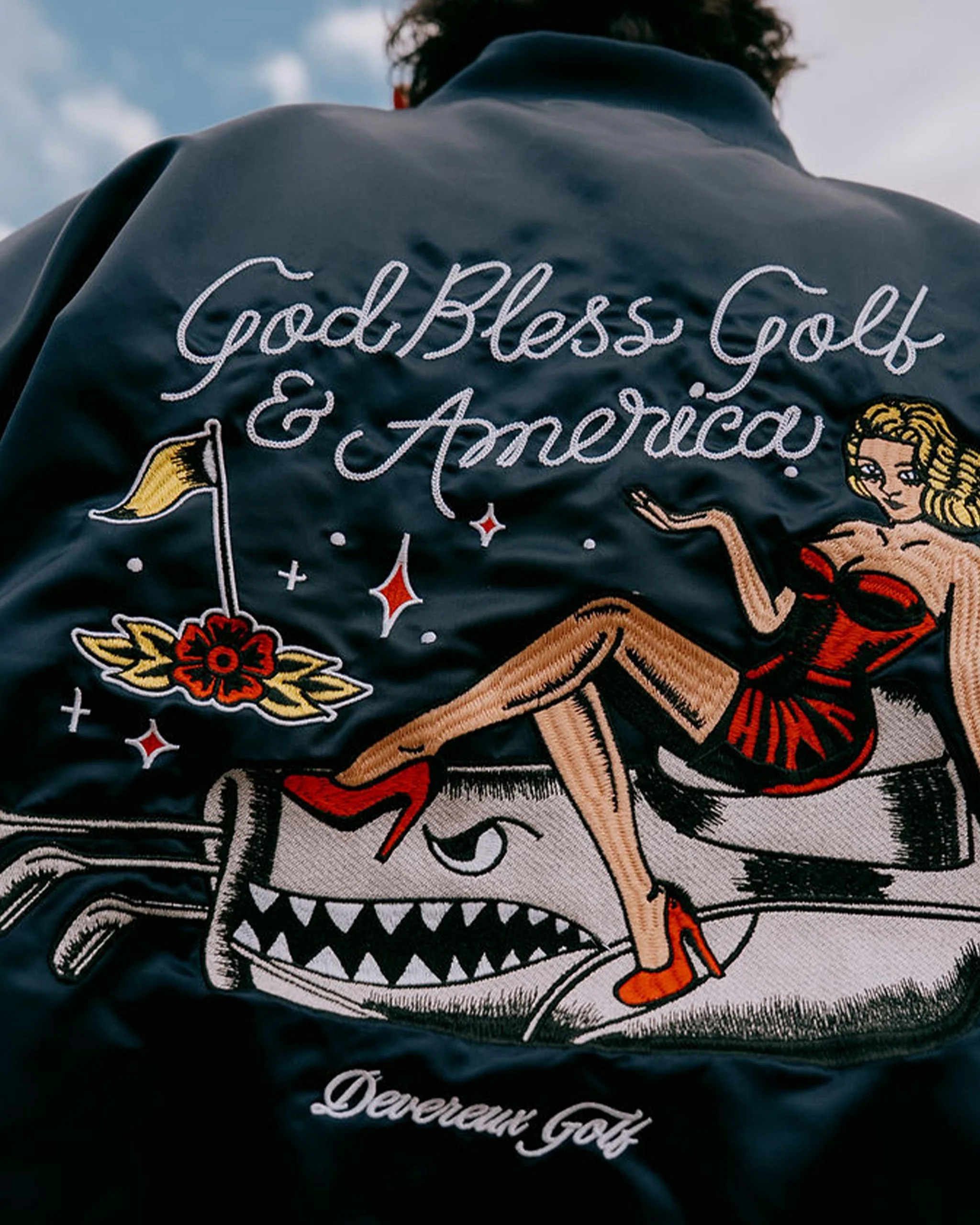 God Bless America Bomber Jacket - Navy - Image 4
