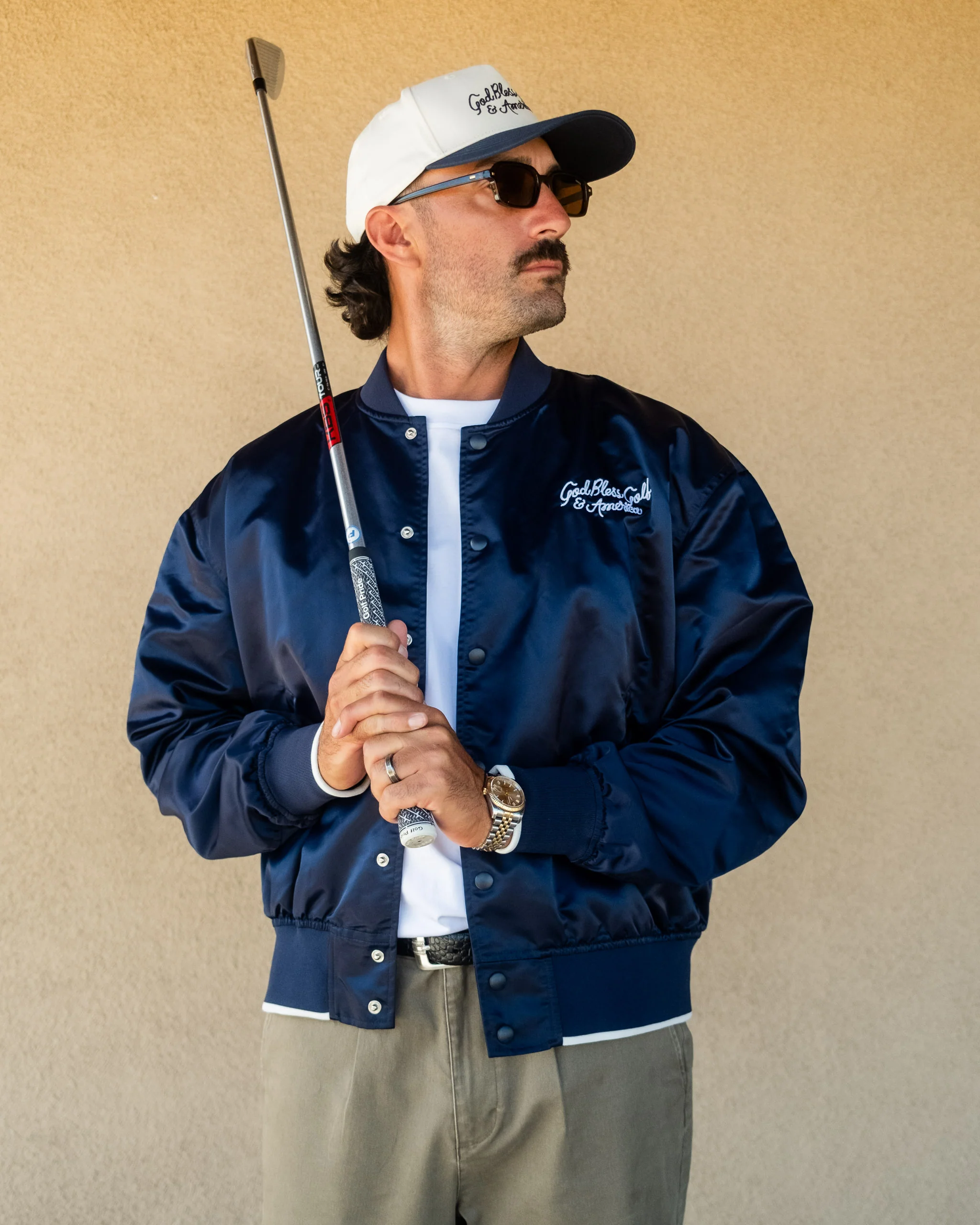 God Bless America Bomber Jacket - Navy - Image 6