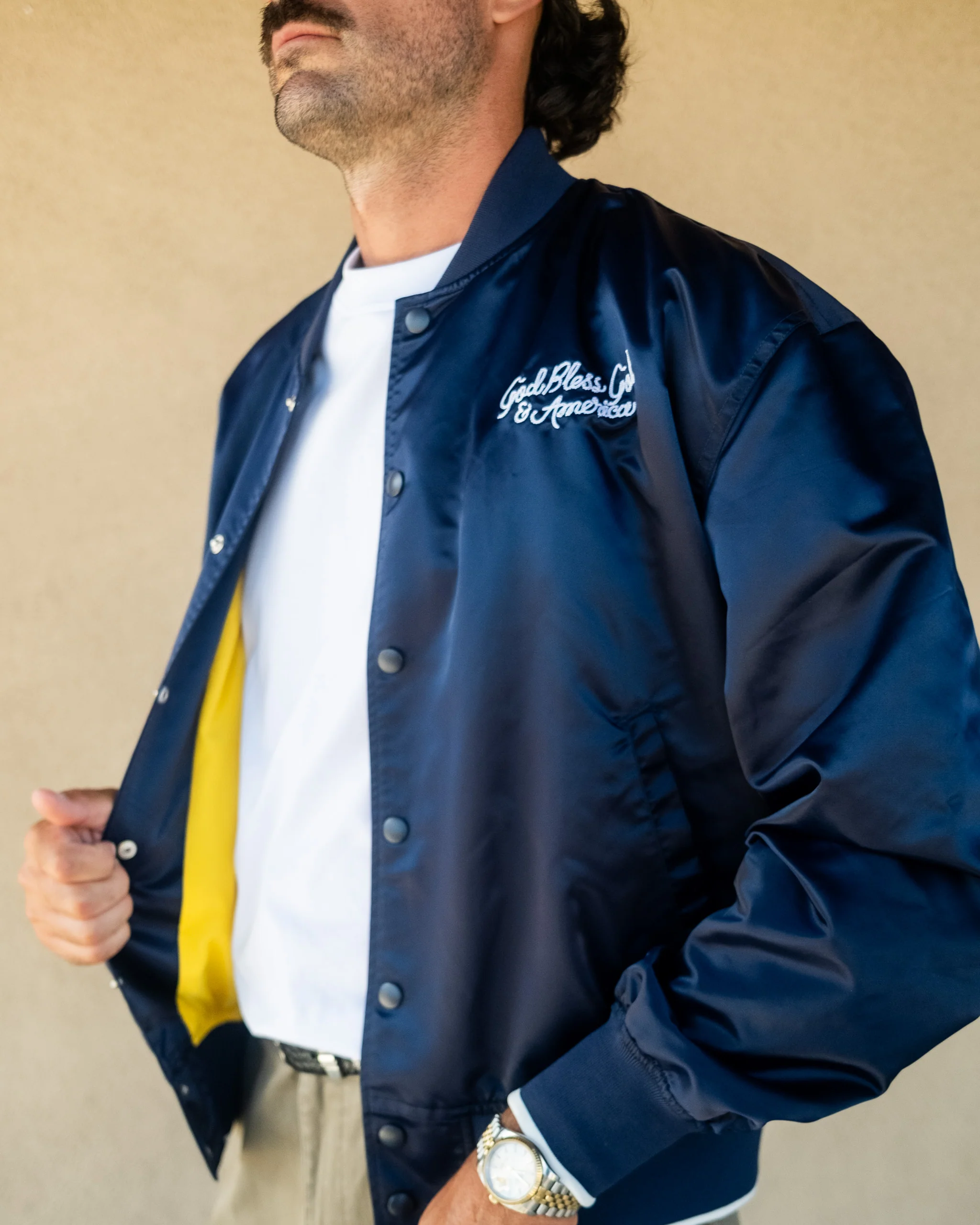 God Bless America Bomber Jacket - Navy - Image 9