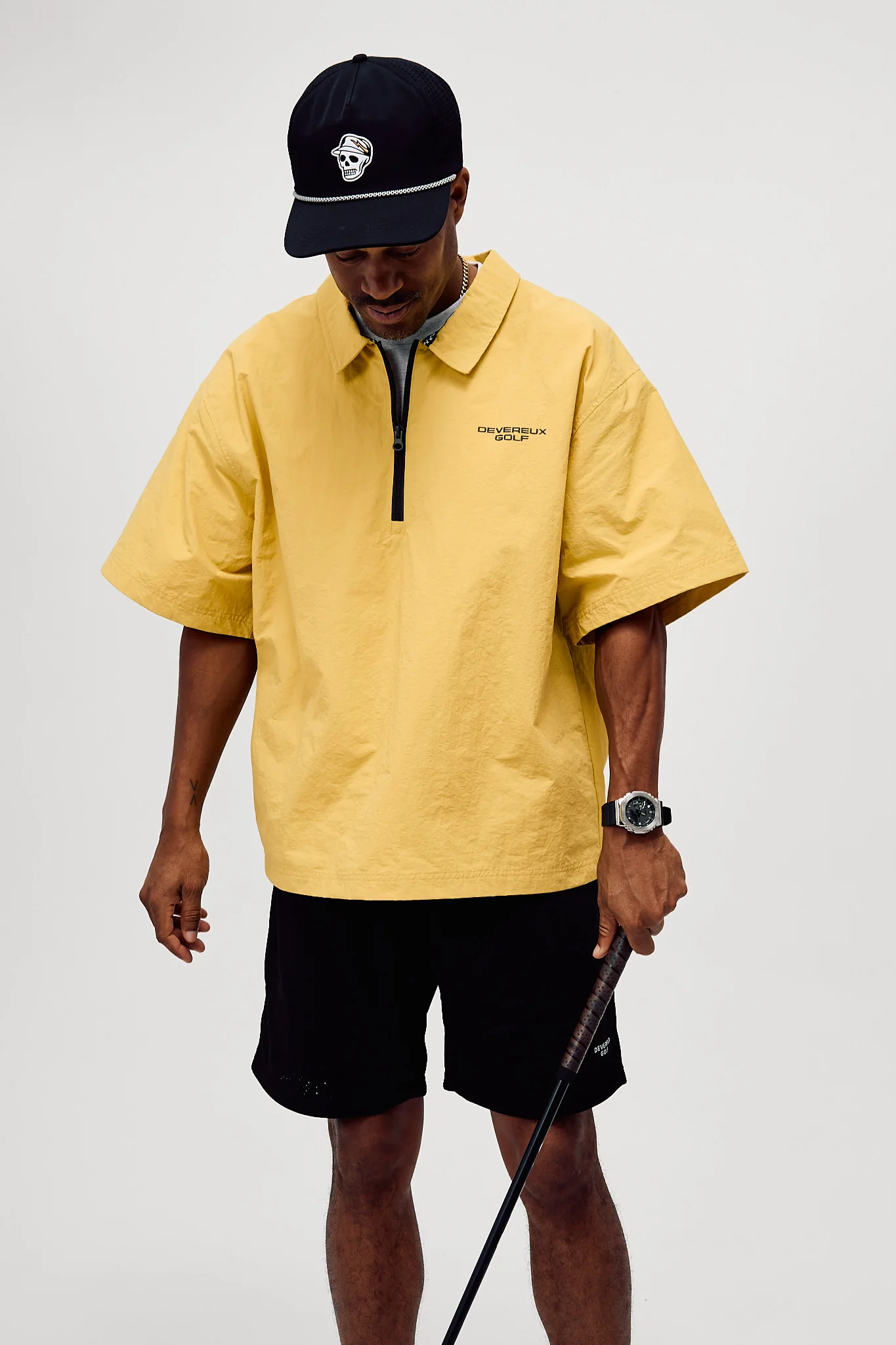 Nylon Short Sleeve Quarter Zip - Acid Yellow - Image 4