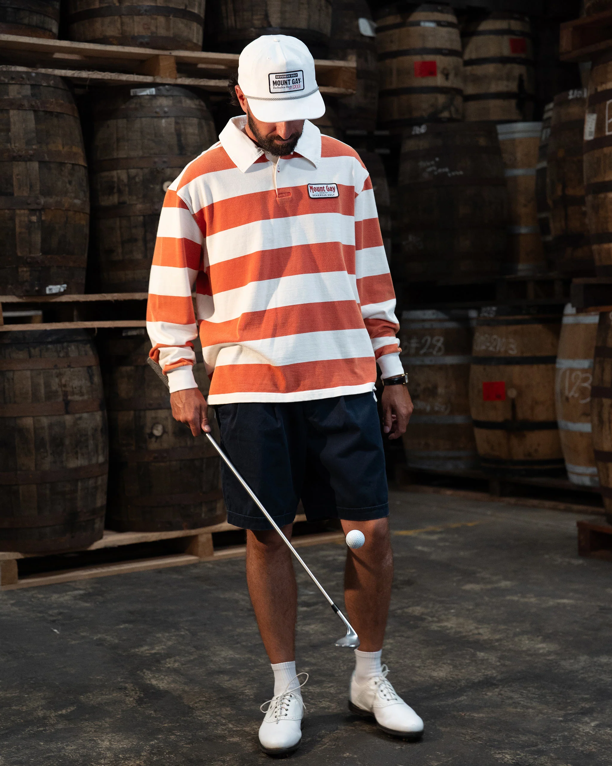 Old Salt LS Polo - Red / White - Image 4