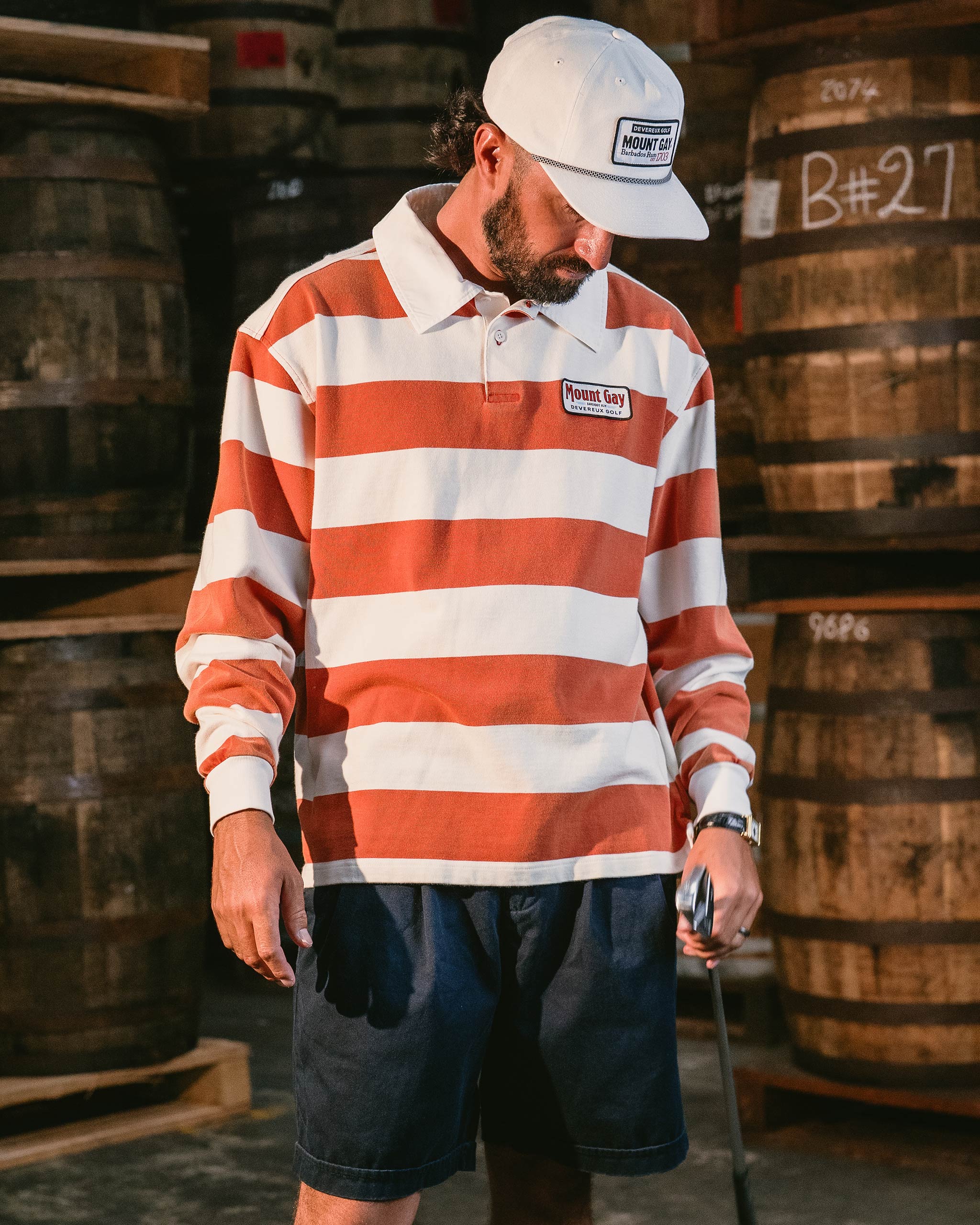 Old Salt LS Polo - Red / White - Image 5